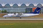 OE-LIC / InterSky / DHC 8-314Q in MUC bei der Landung aus Elba (EBA) 17.08.2013