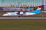 LX-LGN / Luxair / DHC 8-402Q in MUC vor dem Start nach Luxemburg (LUX) 25.11.2013