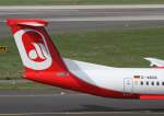Air Berlin (LGW), D-ABQK (ex SkyWork HB-JIK), De Havilland Canada, 8Q-400 (Seitenleitwerk/Tail), 02.04.2014, DUS-EDDL, Dsseldorf, Germany